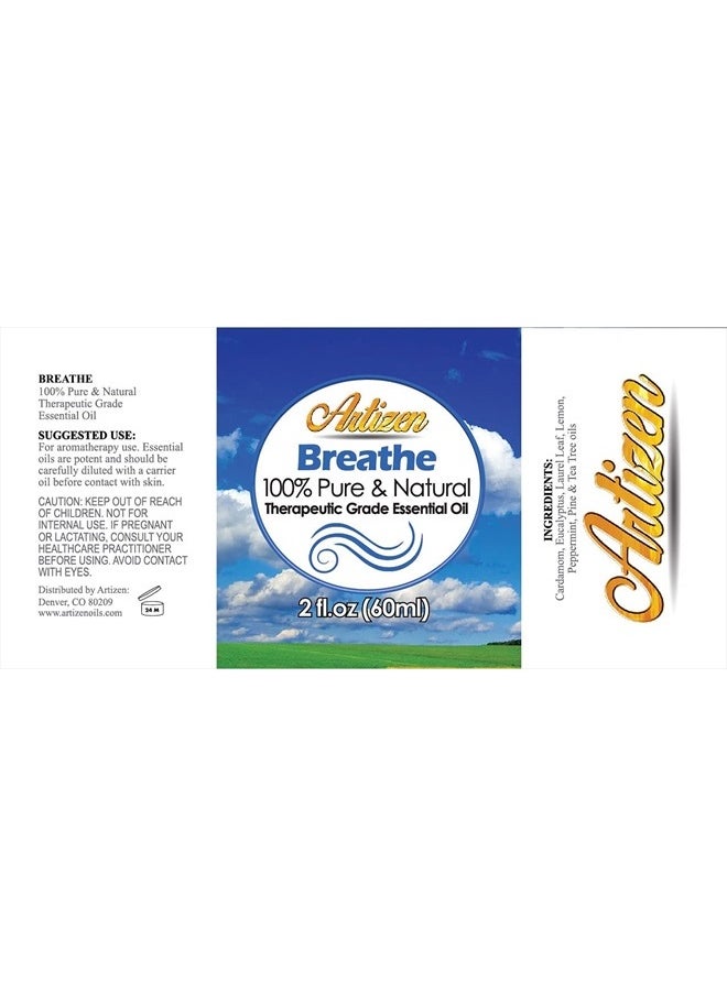 Artizen - Breathe Blend Essential Oil (Blend of 100% Pure & Natural Essential Oils - Undiluted) Therapeutic Grade - Huge 2oz Bottle - Perfect for Aromatherapy - Image 1