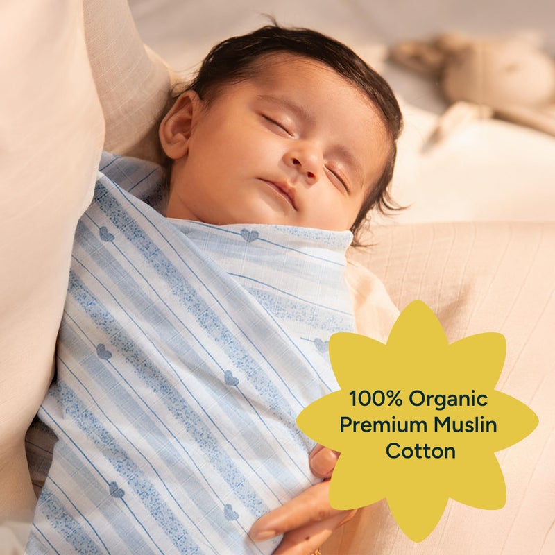 NINTARABABY Nintara Baby Swaddle - 100% Organic Premium Muslin Cotton, 39" x 39" (100 cm x 100 cm), Ultra-Soft, Breathable & Lightweight, Multipurpose, Unisex, Hypoallergenic, Gifts for Newborn Babies, Pack of 2 - Image 3