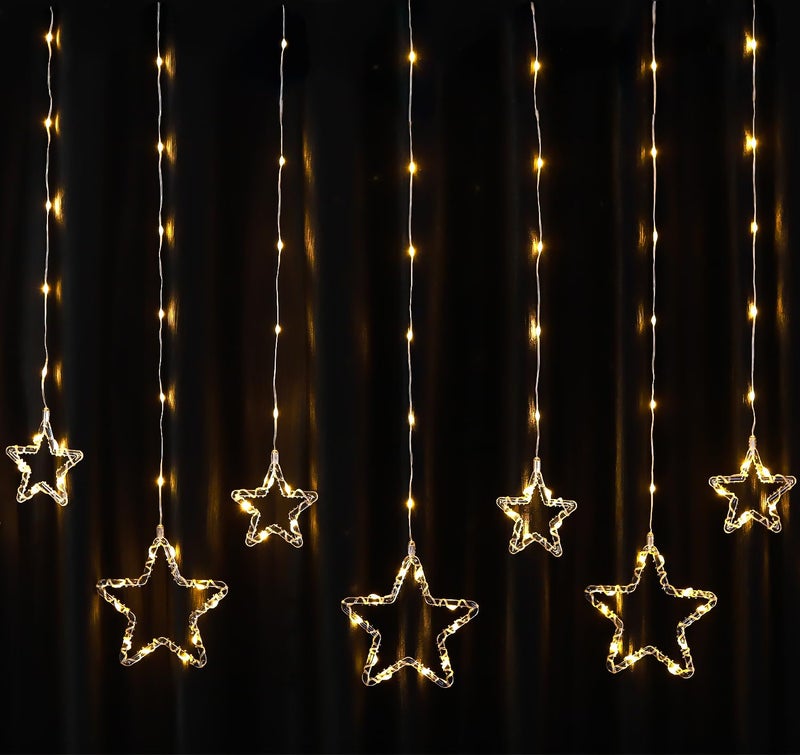 Lexton Premium Decorative Star Curtain SMD LED Light Star Curtain Light 35 Meter 8 Flashing Modes for Indoor Outdoor Decorations Christmas Diwali Pack of 1 Warm White - Image 2