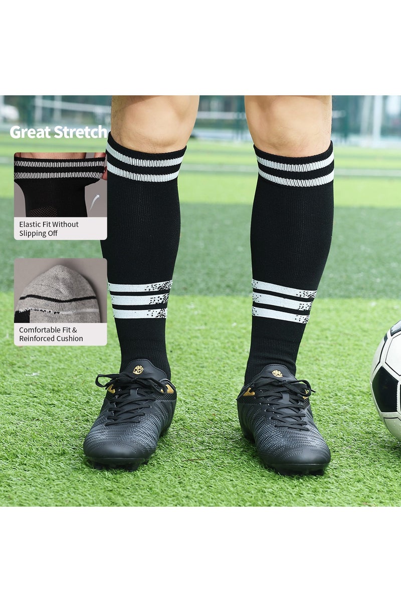 SKY WING Soccer Socks, Sport Knee High Socks Calf Compression Athletic Socks for Mens and Women Running&Training Football Thickening Keep Warm Sock-Black-4 Pair - Image 2