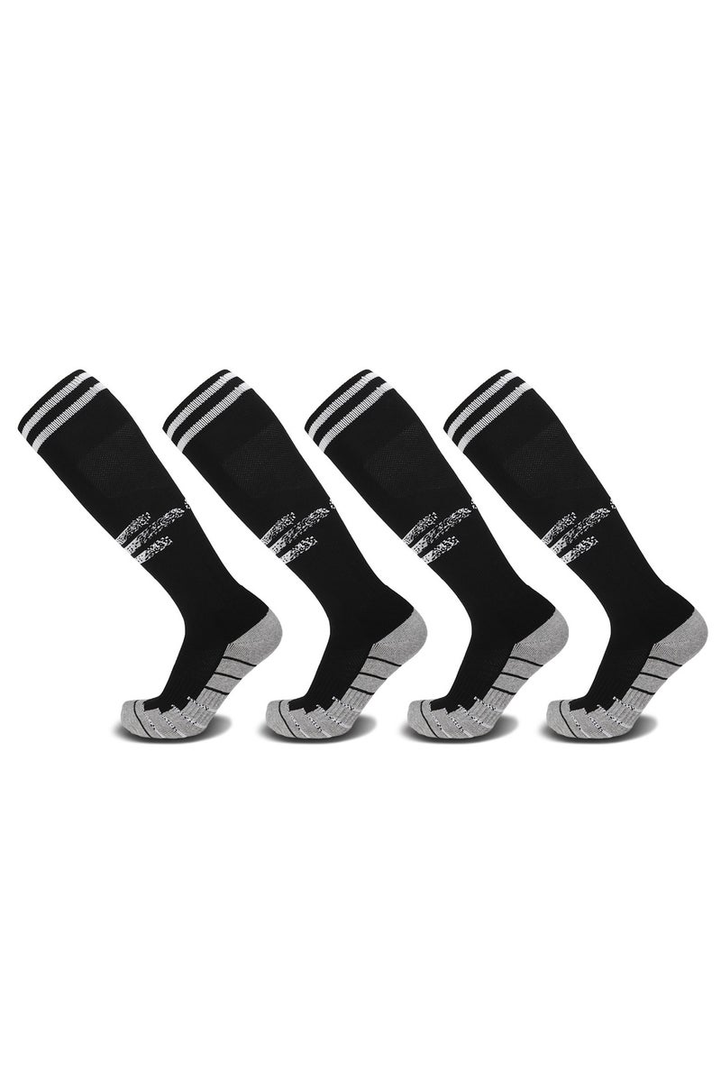 SKY WING Soccer Socks, Sport Knee High Socks Calf Compression Athletic Socks for Mens and Women Running&Training Football Thickening Keep Warm Sock-Black-4 Pair - Image 1