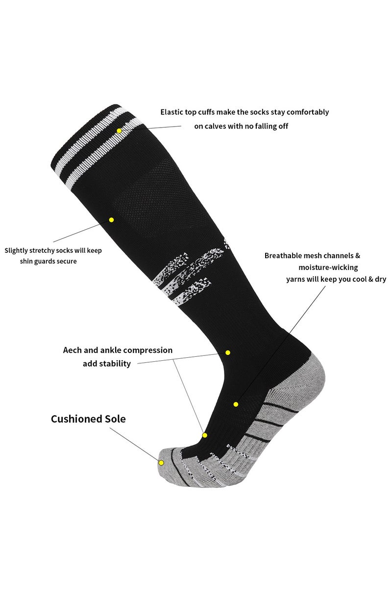 SKY WING Soccer Socks, Sport Knee High Socks Calf Compression Athletic Socks for Mens and Women Running&Training Football Thickening Keep Warm Sock-Black-4 Pair - Image 3