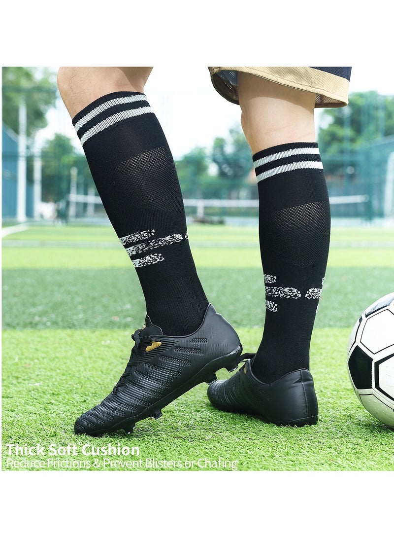 SKY WING Soccer Socks, Sport Knee High Socks Calf Compression Athletic Socks for Mens and Women Running&Training Football Thickening Keep Warm Sock-Black-4 Pair - Image 5