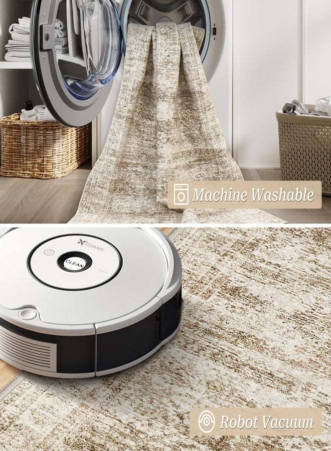 Restydon Kitchen Runner Rug Non Slip - 2.5 x 8 Runners for Hallways, Entryway, Bedroom, Washable Runner Rugs for Bathroom, Laundry Room, Low Pile Soft Vintage Area Rug(2.5'x8', Brown/Ivory) - Image 4