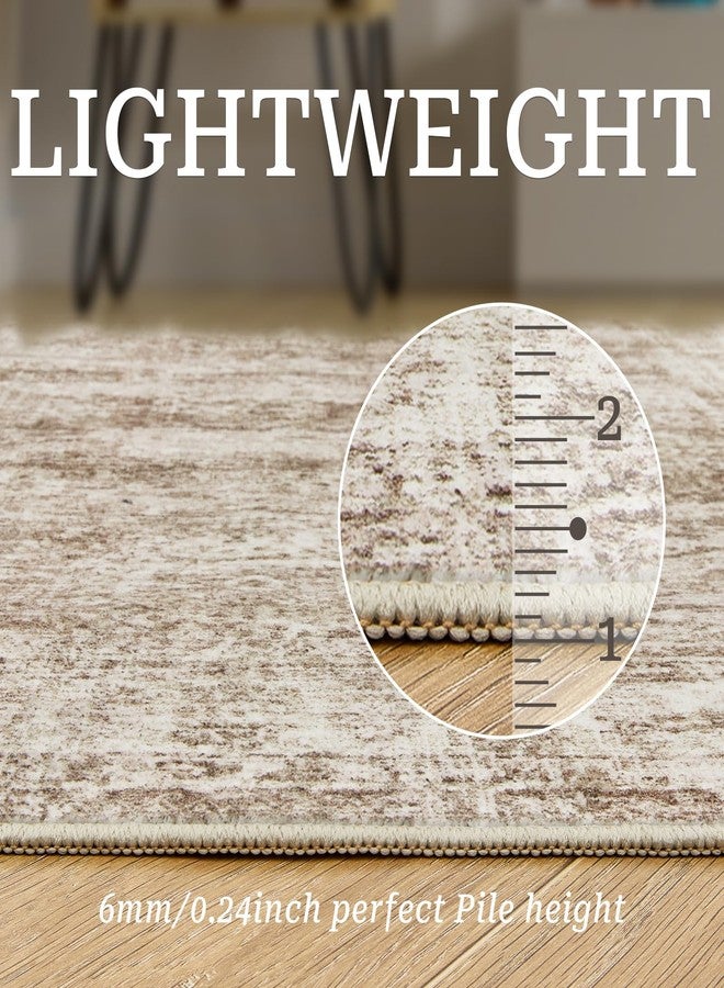 Restydon Kitchen Runner Rug Non Slip - 2.5 x 8 Runners for Hallways, Entryway, Bedroom, Washable Runner Rugs for Bathroom, Laundry Room, Low Pile Soft Vintage Area Rug(2.5'x8', Brown/Ivory) - Image 5
