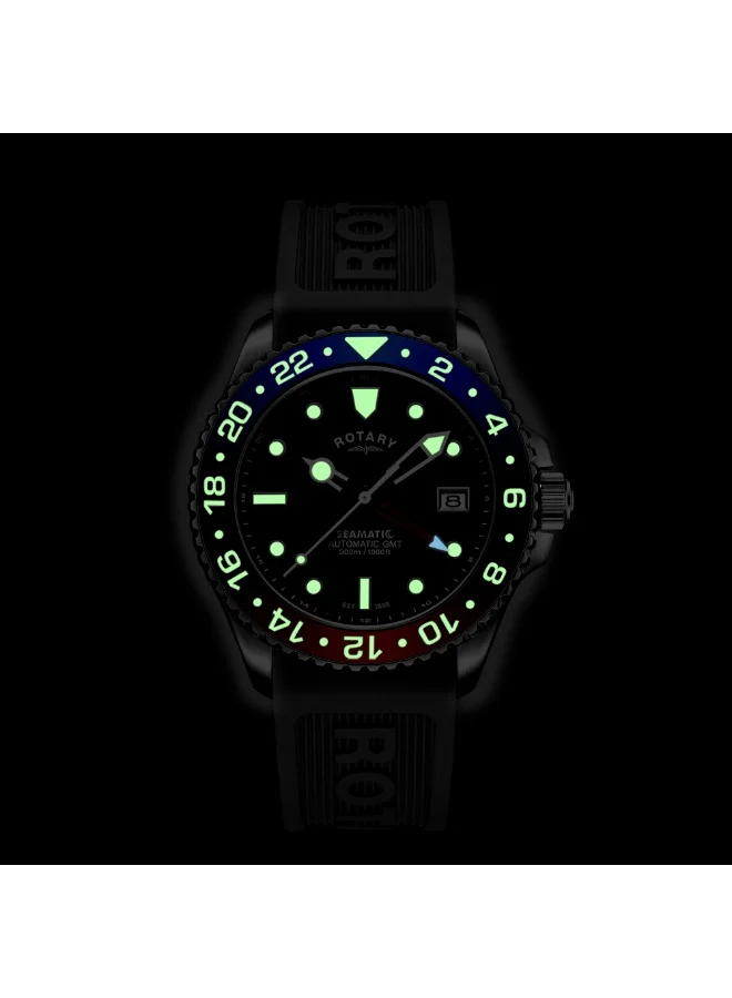 Rotary  Rotary Men's Seamatic GMT 300M Water Resistance Stainless Steel Black Silicone Strap Watch - GS04378/95 for Men | Best Price UAE