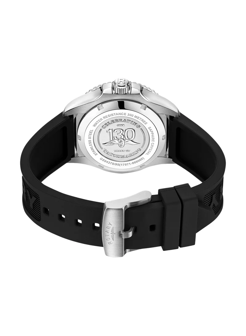 Rotary  Men's Seamatic 300 GMT Automatic Watch, 42 mm, Black Dial, Black Silicone Strap for Men | Best Price UAE