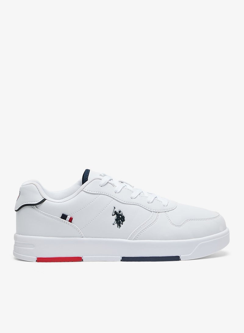 U.S. Polo Assn. Men's White Low-Top Sneakers - Lightweight, Minimalist Design with Red & Blue Accents Shoes - Image 1