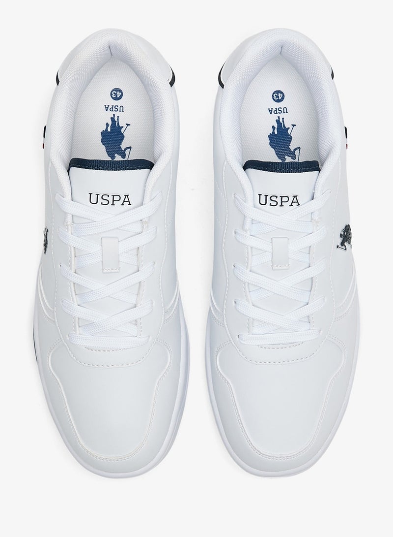 U.S. Polo Assn. Men's White Low-Top Sneakers - Lightweight, Minimalist Design with Red & Blue Accents Shoes - Image 5