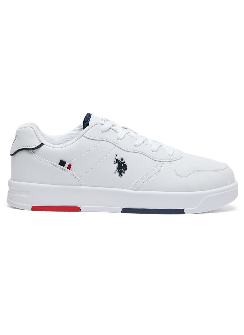 U.S. Polo Assn. Men's White Low-Top Sneakers - Lightweight, Minimalist Design with Red & Blue Accents  - Image 1