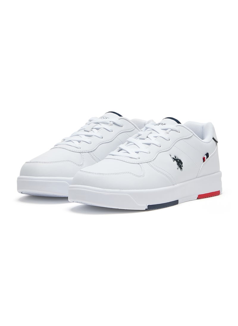 U.S. Polo Assn. Men's White Low-Top Sneakers - Lightweight, Minimalist Design with Red & Blue Accents  - Image 3