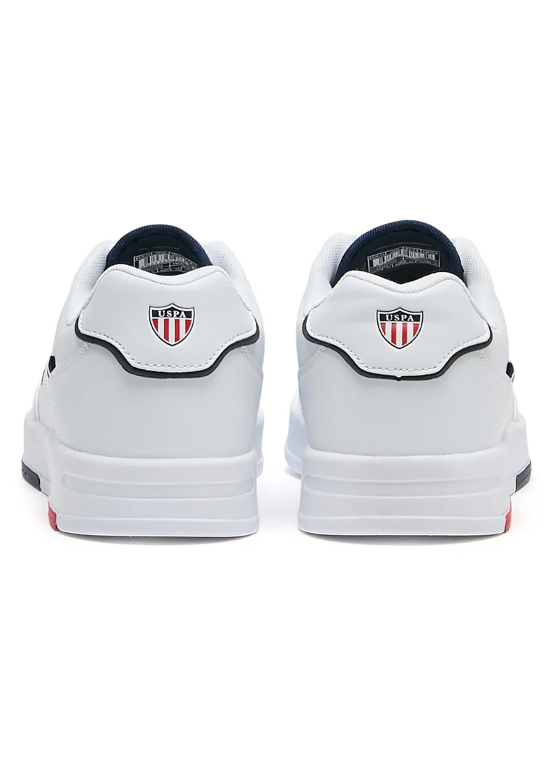 U.S. Polo Assn. Men's White Low-Top Sneakers - Lightweight, Minimalist Design with Red & Blue Accents