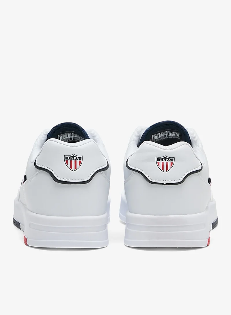 U.S. Polo Assn. Men's White Low-Top Sneakers - Lightweight, Minimalist Design with Red & Blue Accents Shoes
