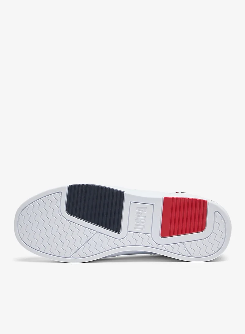 U.S. Polo Assn. Men's White Low-Top Sneakers - Lightweight, Minimalist Design with Red & Blue Accents Shoes
