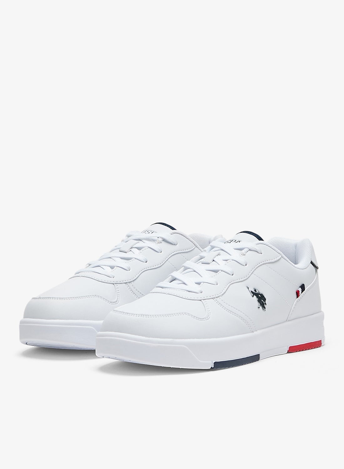 Men's White Low-Top Sneakers - Lightweight, Minimalist Design with Red & Blue Accents Shoes image 5