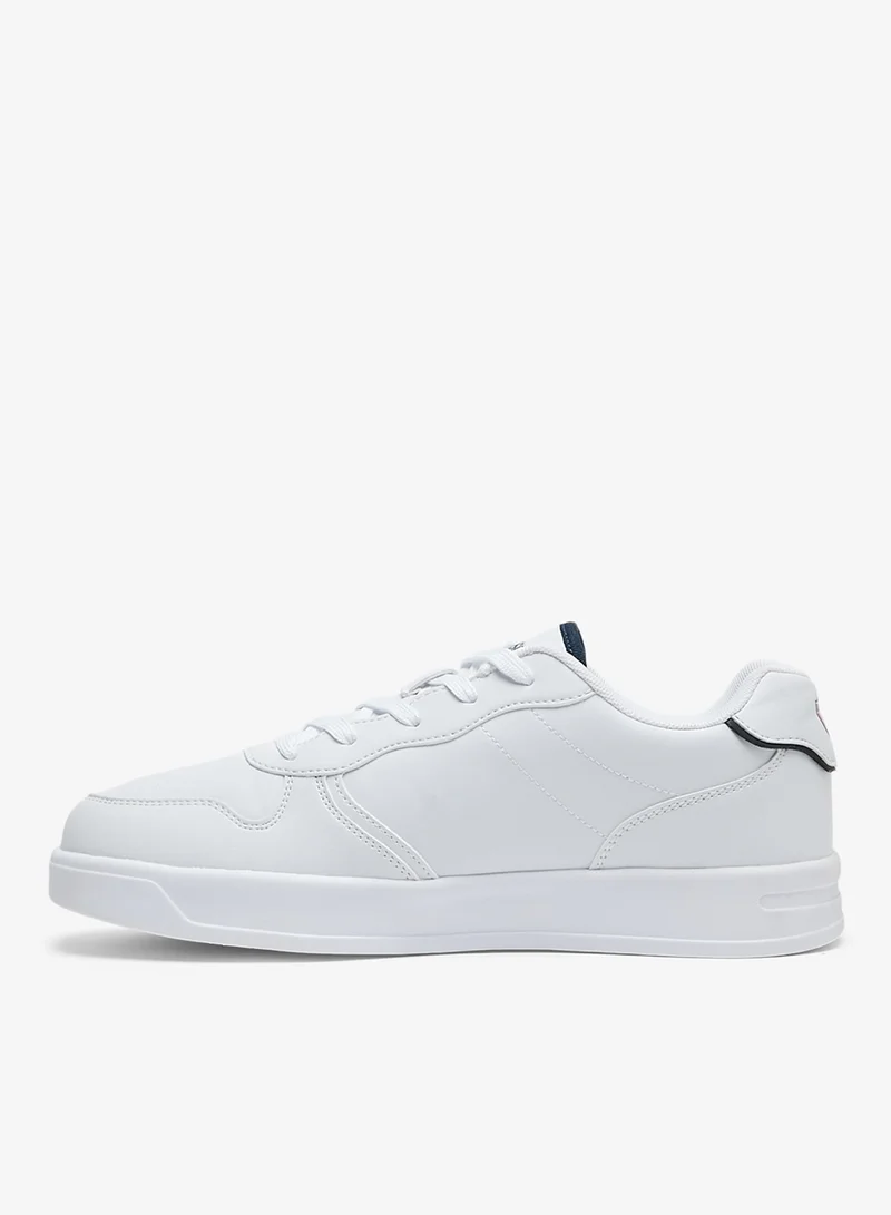 U.S. Polo Assn. Men's White Low-Top Sneakers - Lightweight, Minimalist Design with Red & Blue Accents Shoes