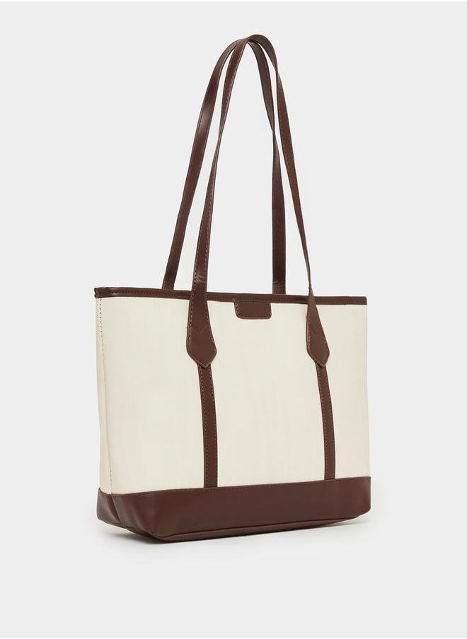 Styli Two Tone Shoulder Bag with Zip Closure  - Image 1