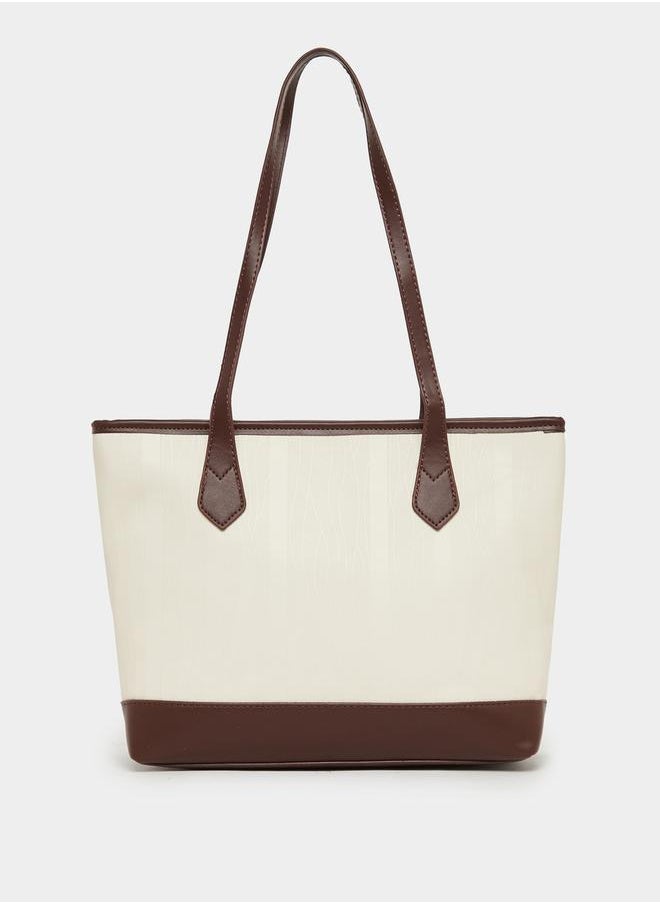 Styli Two Tone Shoulder Bag with Zip Closure  - Image 4