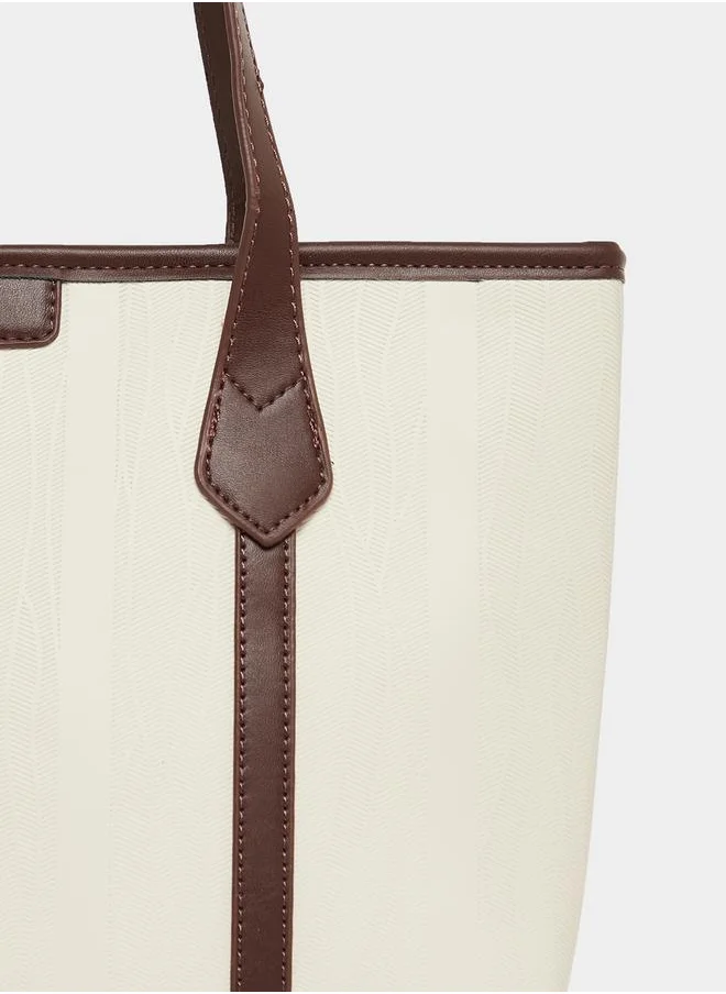 Styli Two Tone Shoulder Bag with Zip Closure