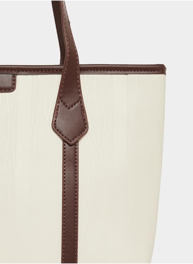Styli Two Tone Shoulder Bag with Zip Closure  - Image 5