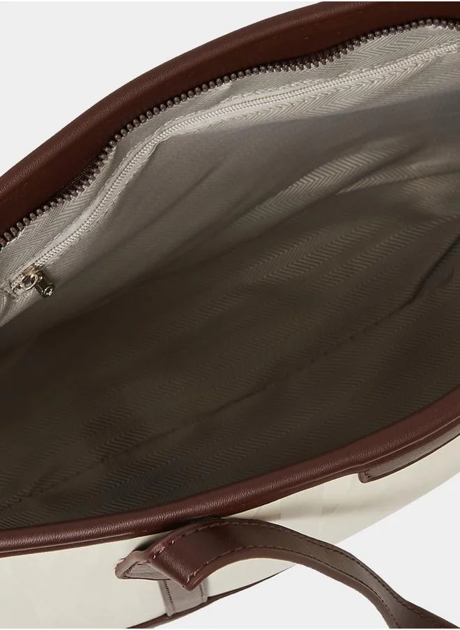 Styli Two Tone Shoulder Bag with Zip Closure