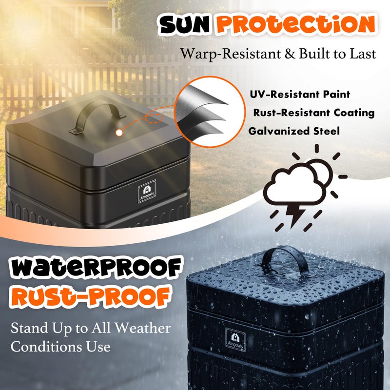 Amoowis Small Trash Can with Lid, 1.3Gal Stainless Steel Dog Poop Trash Can Outside, Waterproof & Odor Control, 5L Cat Litter Trash Can, Dog Waste Station with Foot Pedal, Garbage Can for Backyard - Image 4