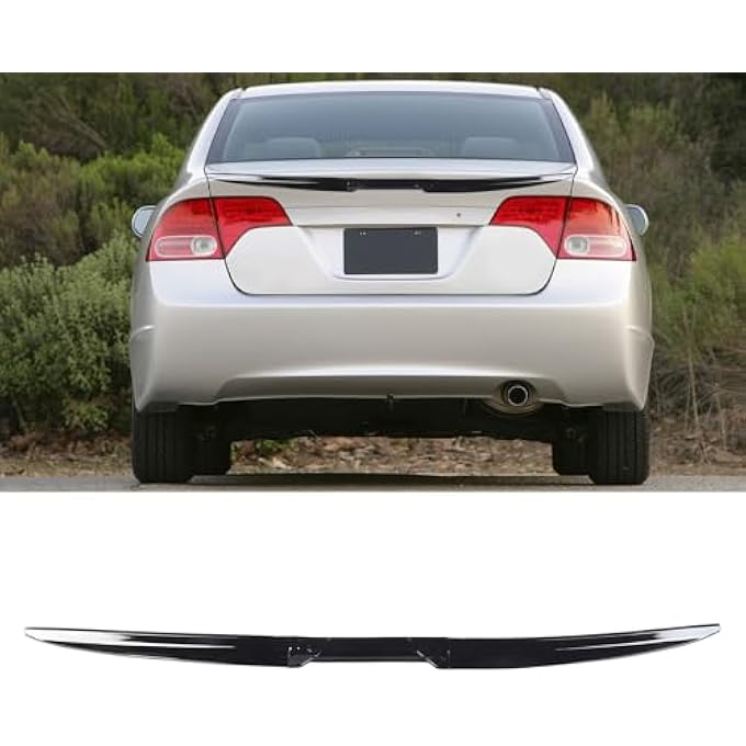 ريحني جناح خلفي أسود لامع مع جناح خلفي، مظهر رياضي معزز للسيارات سيدان SUV - Image 4