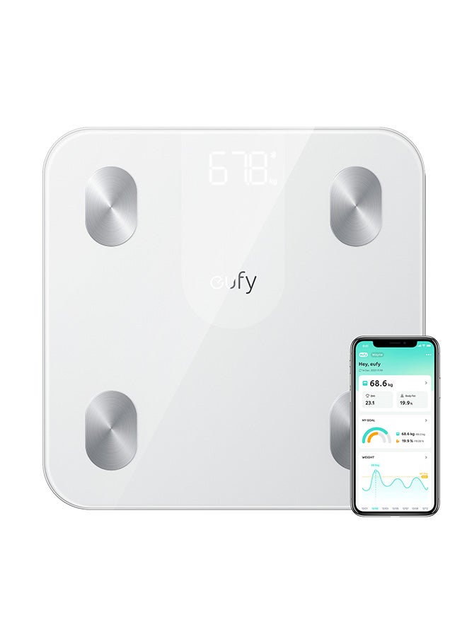 eufy Smart Scale A1 with Bluetooth, Body Fat Scale, Wireless Digital Bathroom Scale, 12 Measurements, Weight/Body Fat/BMI, Fitness Body Composition Analysis, White, lbs/kg T9120K21 White - Image 1