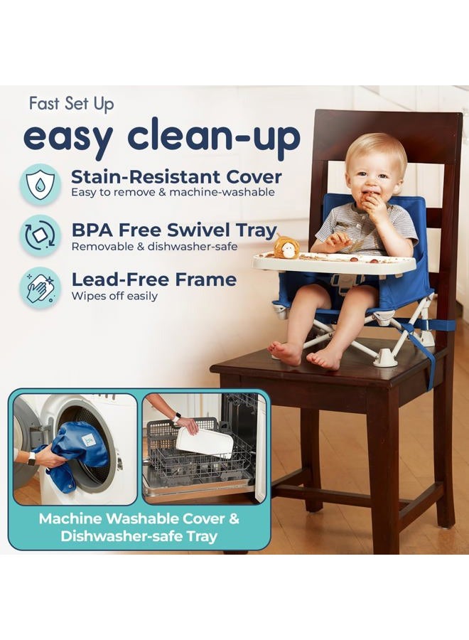 hiccapop Omniboost Travel Booster Seat with Tray for Baby | Folding Portable High Chair for Eating, Camping, Beach, Lawn, Grandma's | Tip-Free Design Straps to Kitchen Chairs - Go-Anywhere High Chair - Image 4