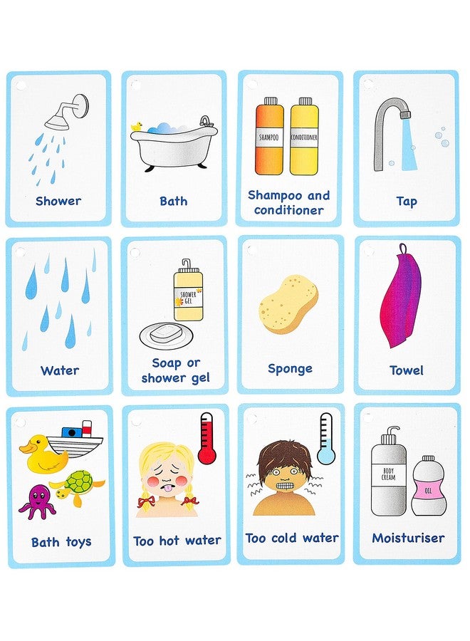 Amonev My Bath time Routine Cards 12 Flash Cards for Visual aid Special Ed, Speech Delay Non Verbal Children and Adults with Autism or Special Needs  - Image 1