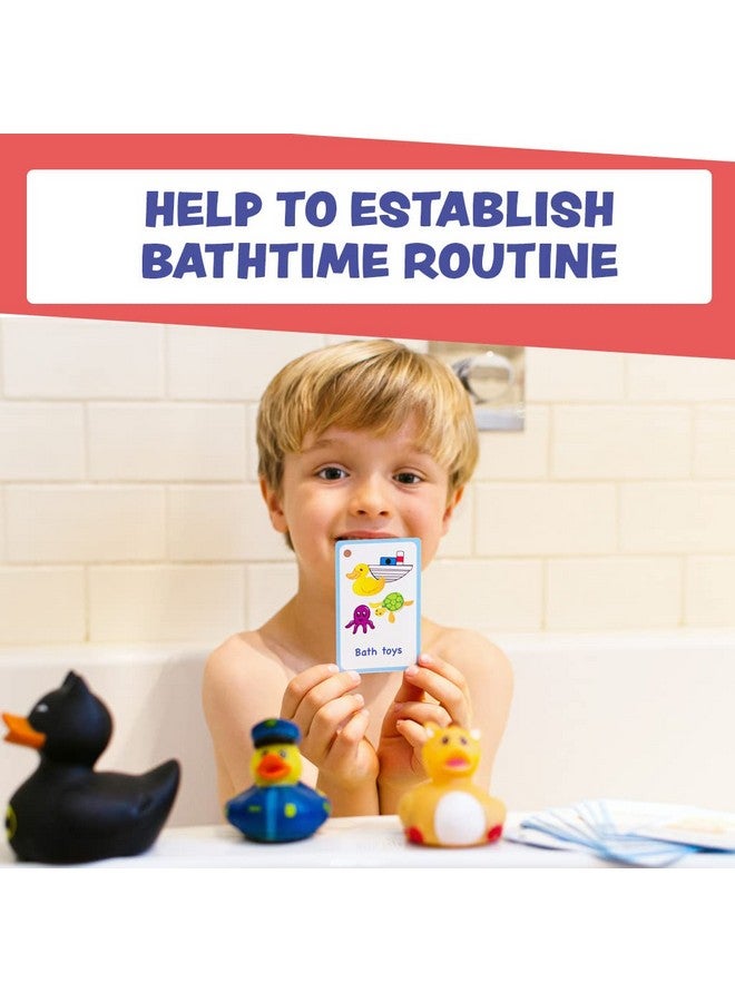 Amonev My Bath time Routine Cards 12 Flash Cards for Visual aid Special Ed, Speech Delay Non Verbal Children and Adults with Autism or Special Needs  - Image 2