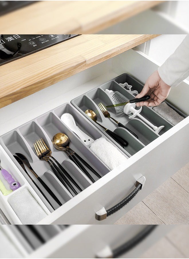 Haidue 2Pcs Smacker Cutlery Tray Grey 31X26X4cm  - Image 2