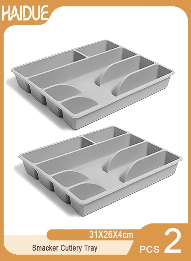 Haidue 2Pcs Smacker Cutlery Tray Grey 31X26X4cm - Image 1