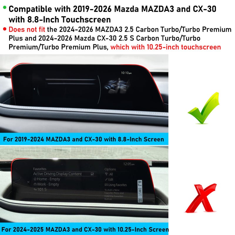TTCR-II حامي شاشة متوافق مع MAZDA3 TTCR-II 2019-2024 2025 2026 ولحامي شاشة Mazda CX-30 2020-2024 2025 2026، لفيلم شاشة اللمس Mazda 3 و CX-30 بحجم 8.8 بوصة - Image 2