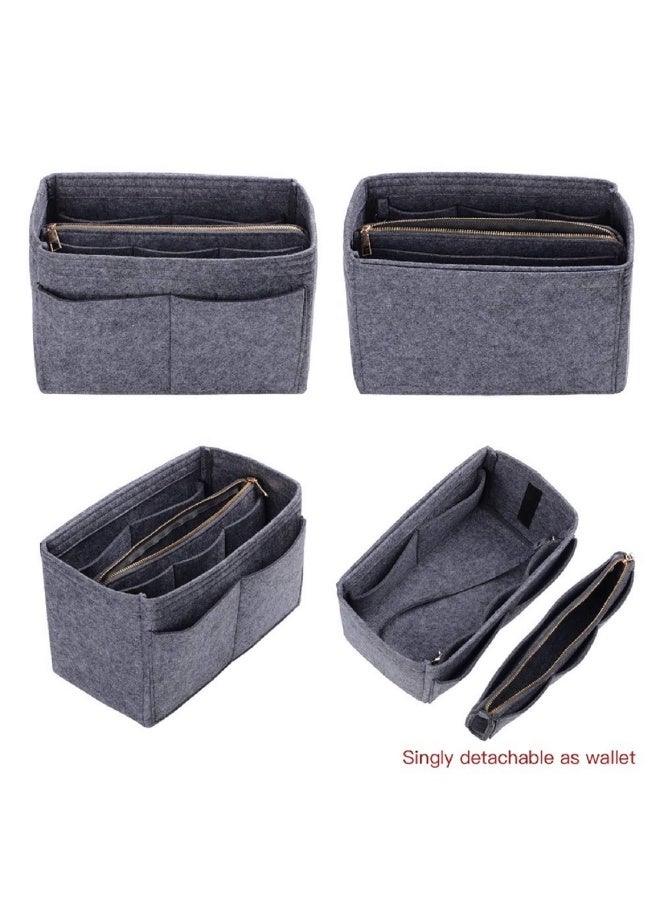 ZTUJO Purse Organzier Bag Organizer With Metal Zipper Large Grey - Image 3