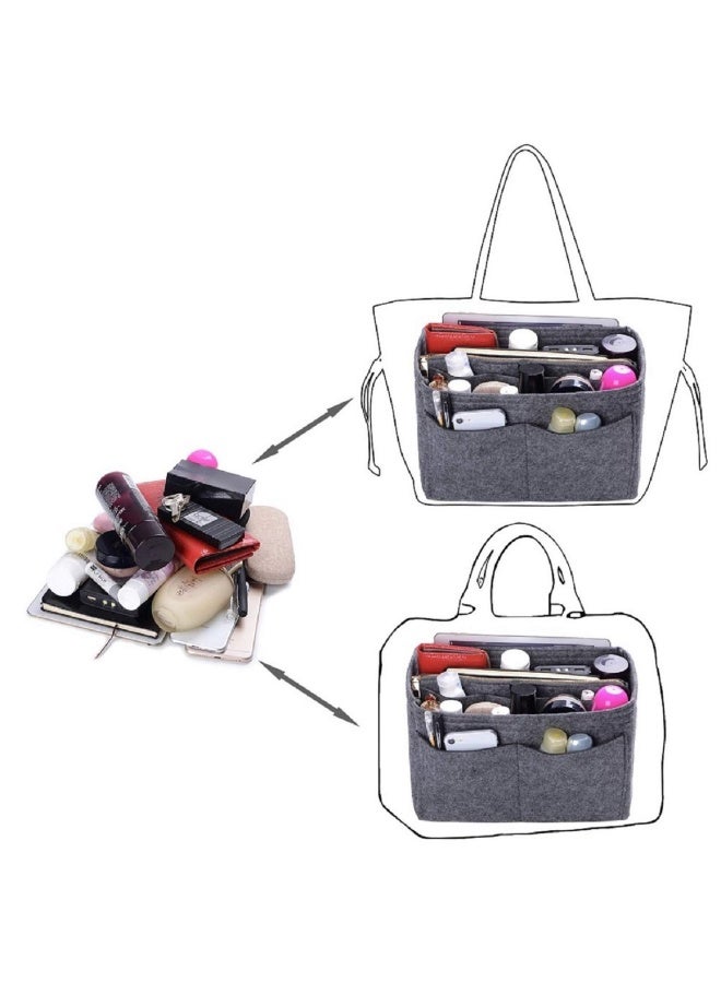 ZTUJO Purse Organzier Bag Organizer With Metal Zipper Large Grey - Image 4