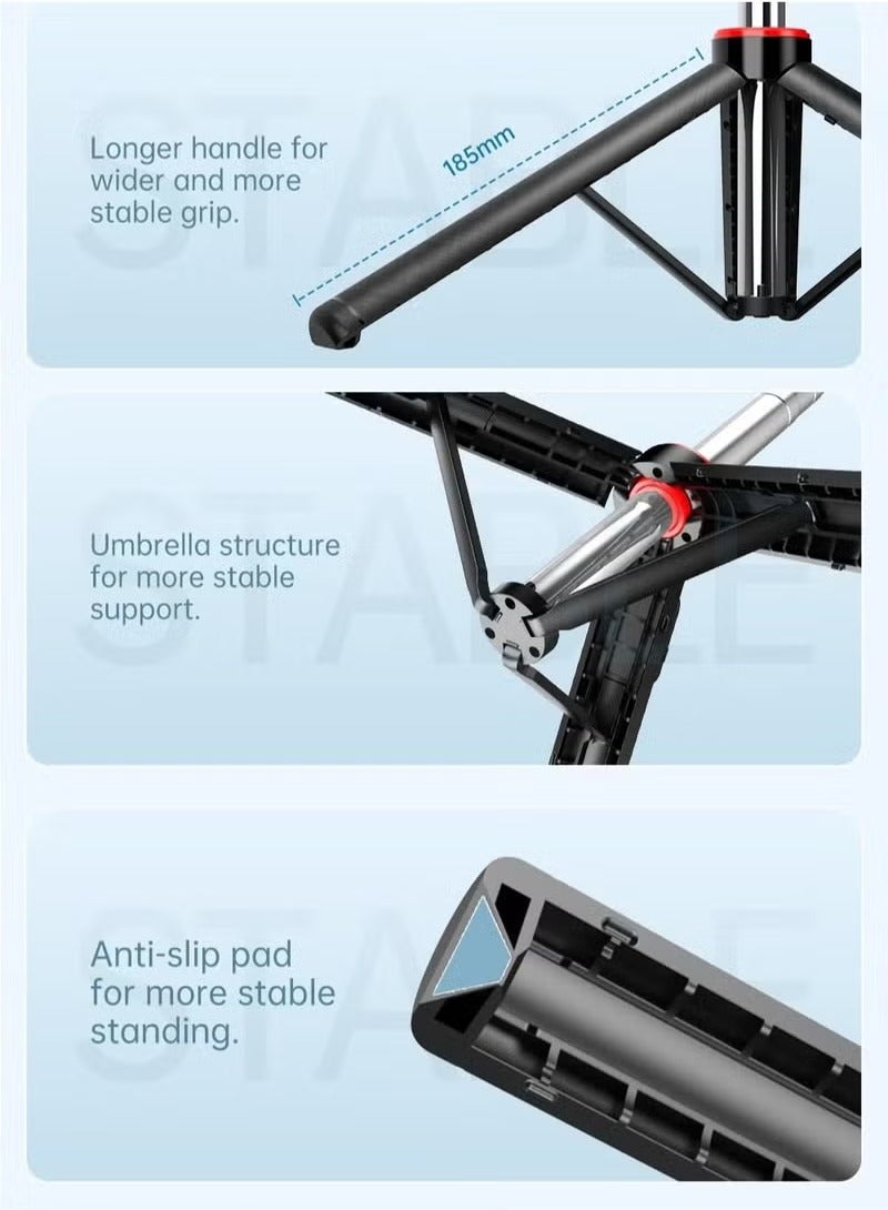 vesus 170cm Phone Tripod Selfie Stick, All-in-1 Phone Tripod Stand with Remote,Portable,Lightweight Tripod for for Selfies/Live/Video Recording/Travel-Black - Image 5