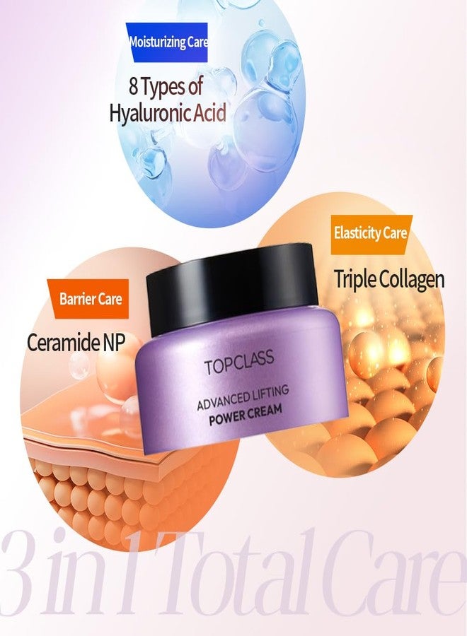 CHARMZONE] Topclass Advanced Lifting Power Cream 50ml / 1.69oz – 3-in-1 Moisturizer for Firming, Hydration & Barrier Care with Hyaluronic Acid, Triple Collagen & Ceramide – Non-Sticky Butter Texture - Image 2