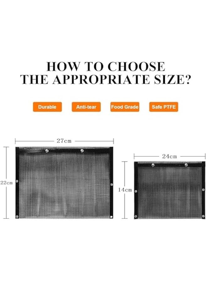 TRASSLE 2Pcs Mesh Grill Bags 100% Non-Stick Heavy Duty Barbecue Grill Bags, Reusable and Convenient to Clean, Works on Charcoal Grill Outdoor Gas Charcoal BBQ - Image 2