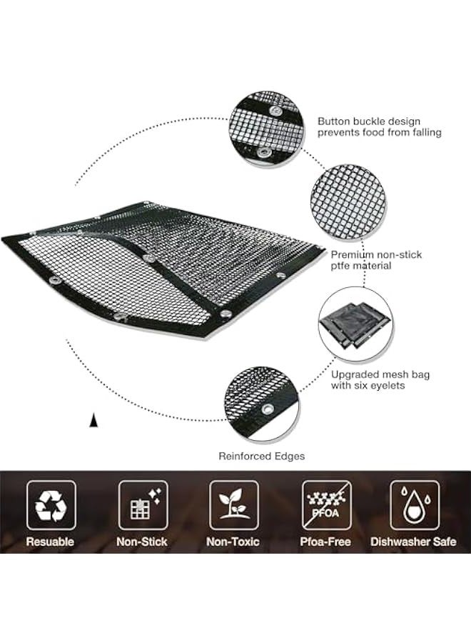 TRASSLE 2Pcs Mesh Grill Bags 100% Non-Stick Heavy Duty Barbecue Grill Bags, Reusable and Convenient to Clean, Works on Charcoal Grill Outdoor Gas Charcoal BBQ - Image 4