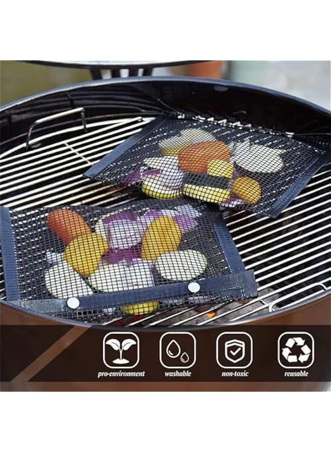 TRASSLE 2Pcs Mesh Grill Bags 100% Non-Stick Heavy Duty Barbecue Grill Bags, Reusable and Convenient to Clean, Works on Charcoal Grill Outdoor Gas Charcoal BBQ - Image 5