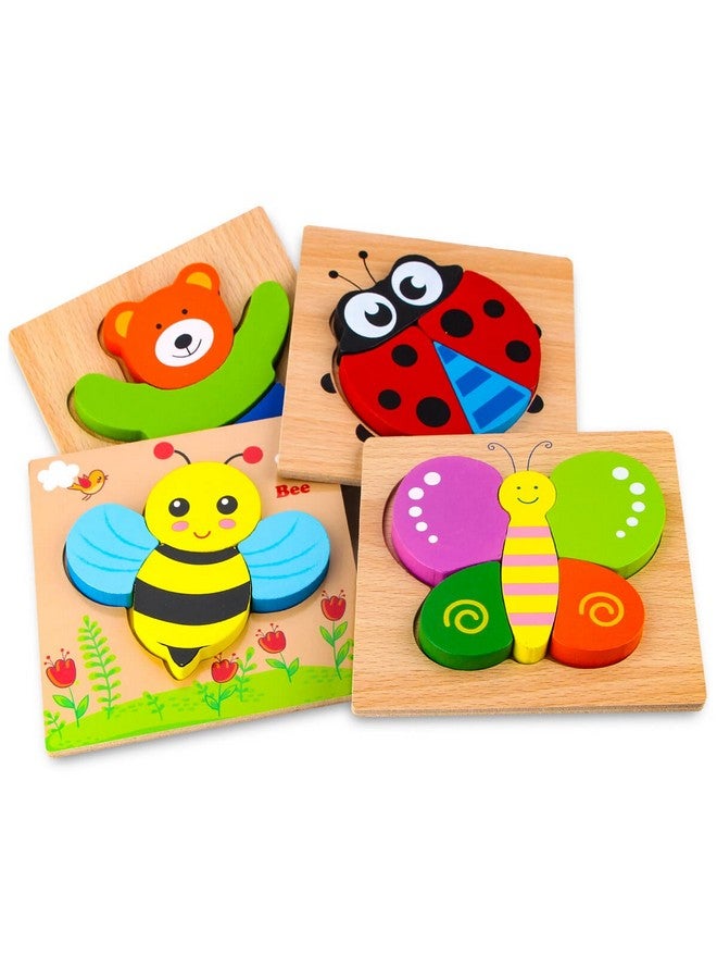 سكايفيلد الألغاز الحيوانية الخشبية للأطفال الصغار 1 2 3 سنوات، ألعاب تعليمية للأولاد والبنات هدية مع 4 أنماط حيوانات، أشكال ألوان زاهية نابضة بالحياة، صندوق هدايا مخصص جاهز - Image 1