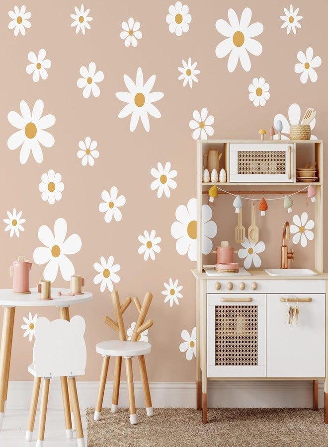 EXO DECOR White Daisy Wall Decals Peel and Stick Vinyl Floral Stickers for Kids Nursery, Bedroom, Living Room, or Classroom Decoration, Removable Daisy Wall Art for Home Décor (Pack of Cute Style) - Image 1