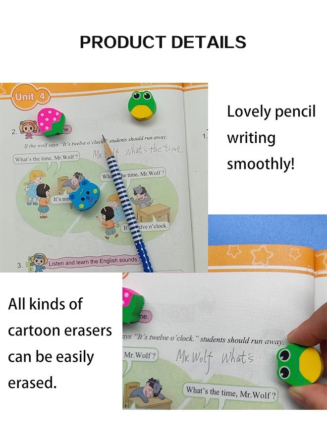 Organizer 20 Pcs Colorful 7.28 Inch Length Random Cartoon Eraser Pencils, Cute Pencils for Office, School Supplies Students Children Gift - Image 5