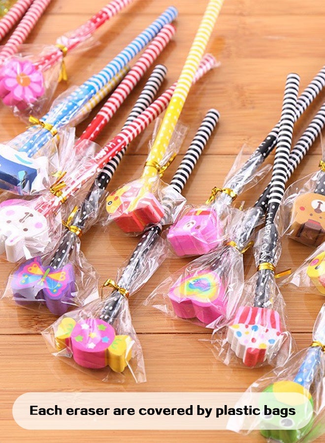Organizer 20 Pcs Colorful 7.28 Inch Length Random Cartoon Eraser Pencils, Cute Pencils for Office, School Supplies Students Children Gift - Image 2