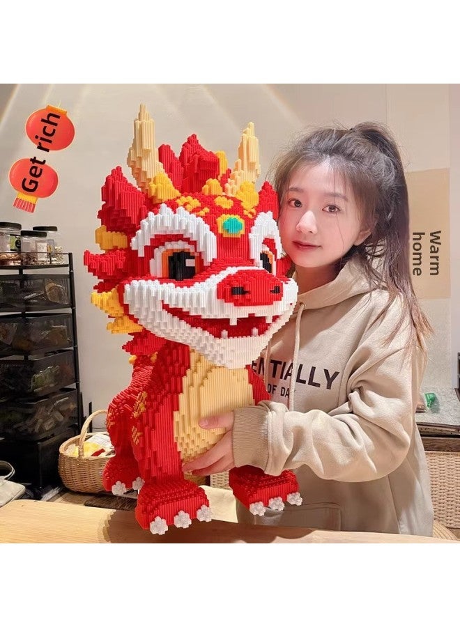 2024 Dragon Year Dragon Kirin Assembled Building Blocks Toy Adult Children Boys And Girls Gift Puzzle Ornaments-Color:(Arrival In The Dragon) 30cm Baby Dragon + Building Block Hammer  - Image 3