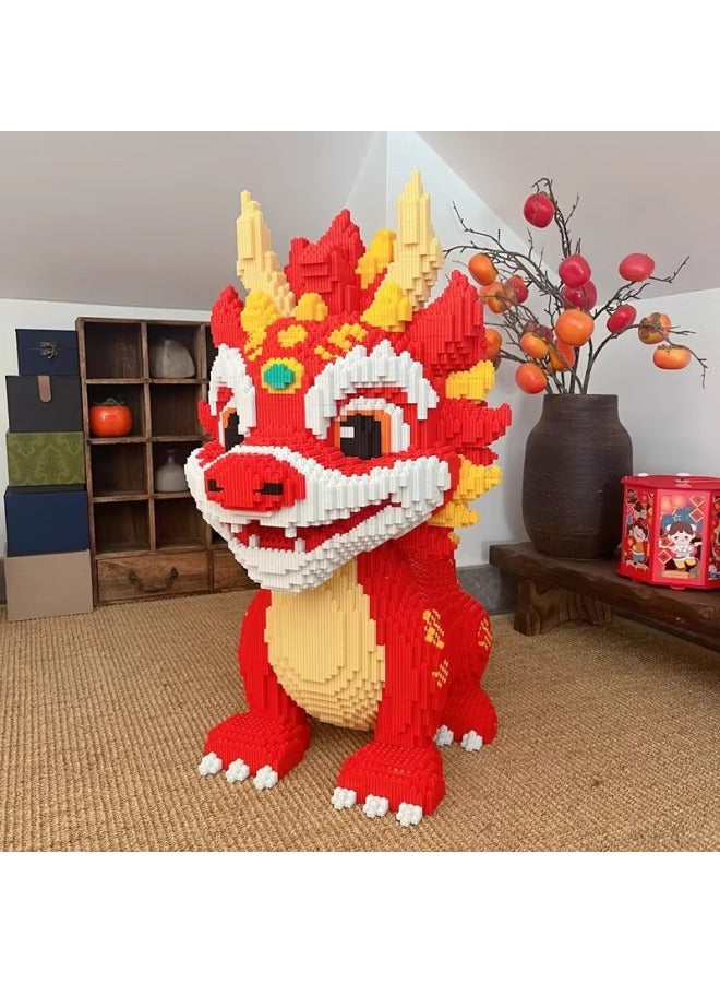 2024 Dragon Year Dragon Kirin Assembled Building Blocks Toy Adult Children Boys And Girls Gift Puzzle Ornaments-Color:(Arrival In The Dragon) 30cm Baby Dragon + Building Block Hammer  - Image 5
