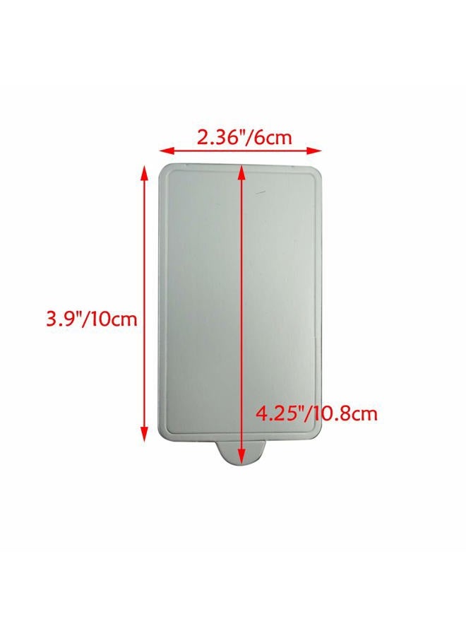 Proshopping 100 pcs 4.25"x2.36" Mini Cake Boards, Rectangular Silver Mousse Cake Cardboard Set, Cupcake Cake Base, Dessert Displays Tray, Disposable Paper Coasters - for Wedding Party Cake Pastry Cup - Image 2