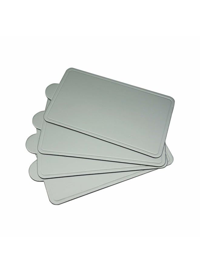Proshopping 100 pcs 4.25"x2.36" Mini Cake Boards, Rectangular Silver Mousse Cake Cardboard Set, Cupcake Cake Base, Dessert Displays Tray, Disposable Paper Coasters - for Wedding Party Cake Pastry Cup - Image 4