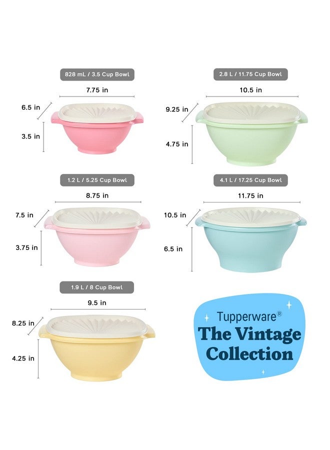 Tupperware Heritage Collection, 10 Piece Food Storage Container Set in Vintage Colors, Dishwasher Safe and BPA Free (5 Bowls, 5 Lids) - Image 3